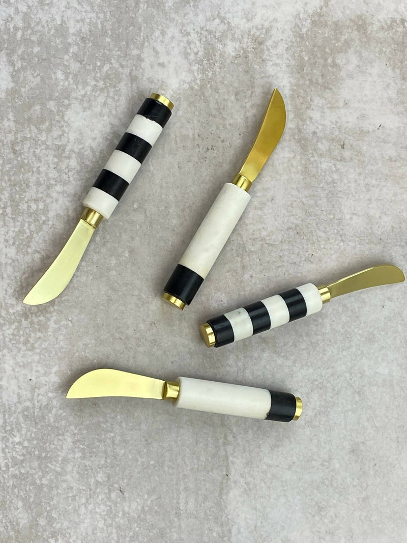 Set de 4 Cuchillos de Mármol Rayado para Queso
