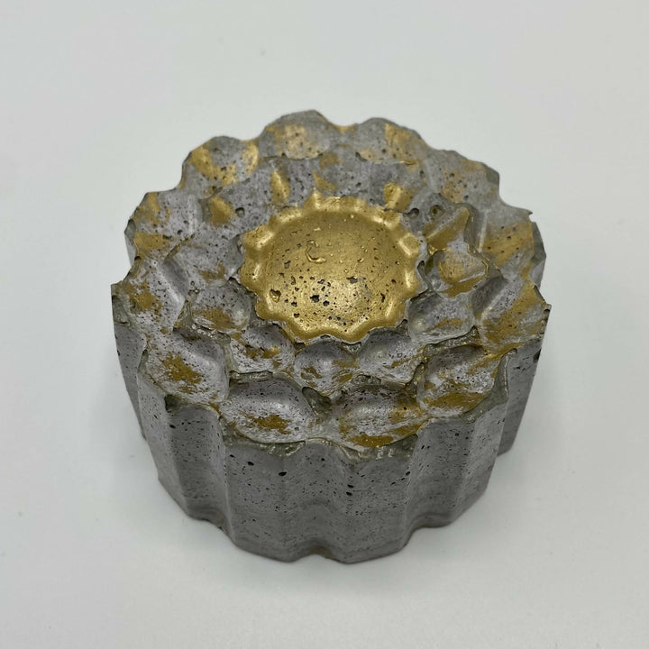 Servilletero Hormigón Flor oro