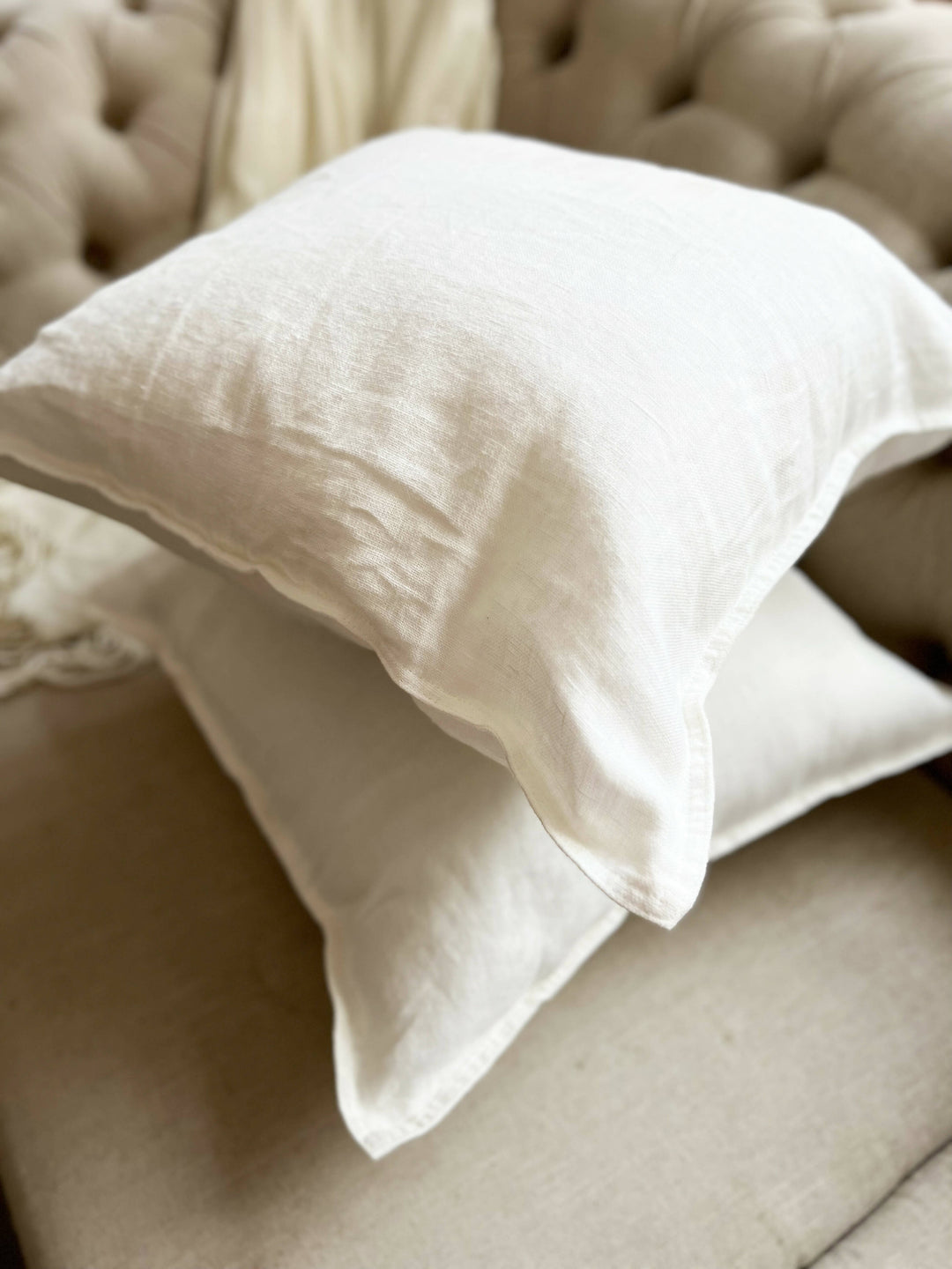 FUNDA COJIN LINO BLANCO
