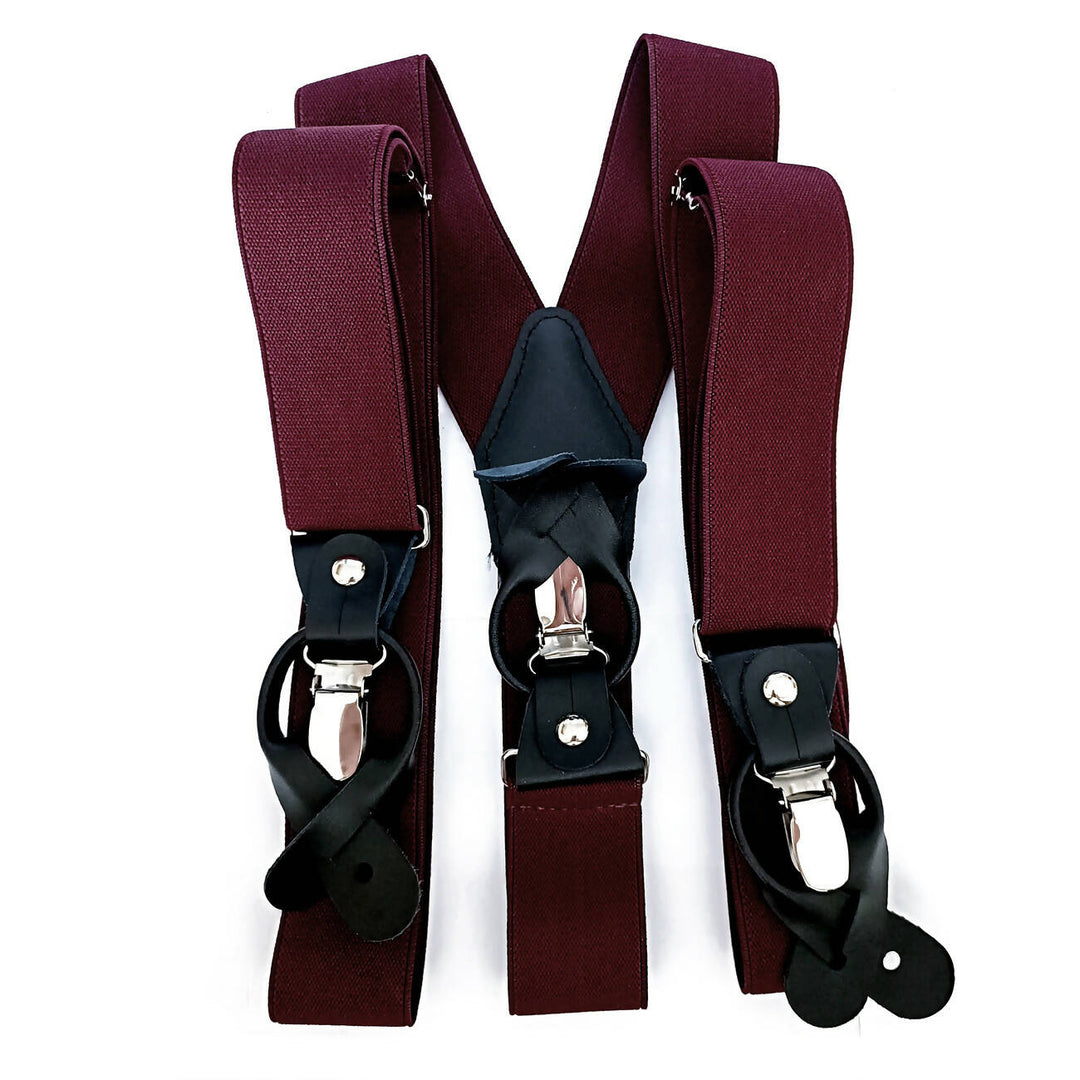 Suspensor hombre burdeo con doble sistema de broche desmontable