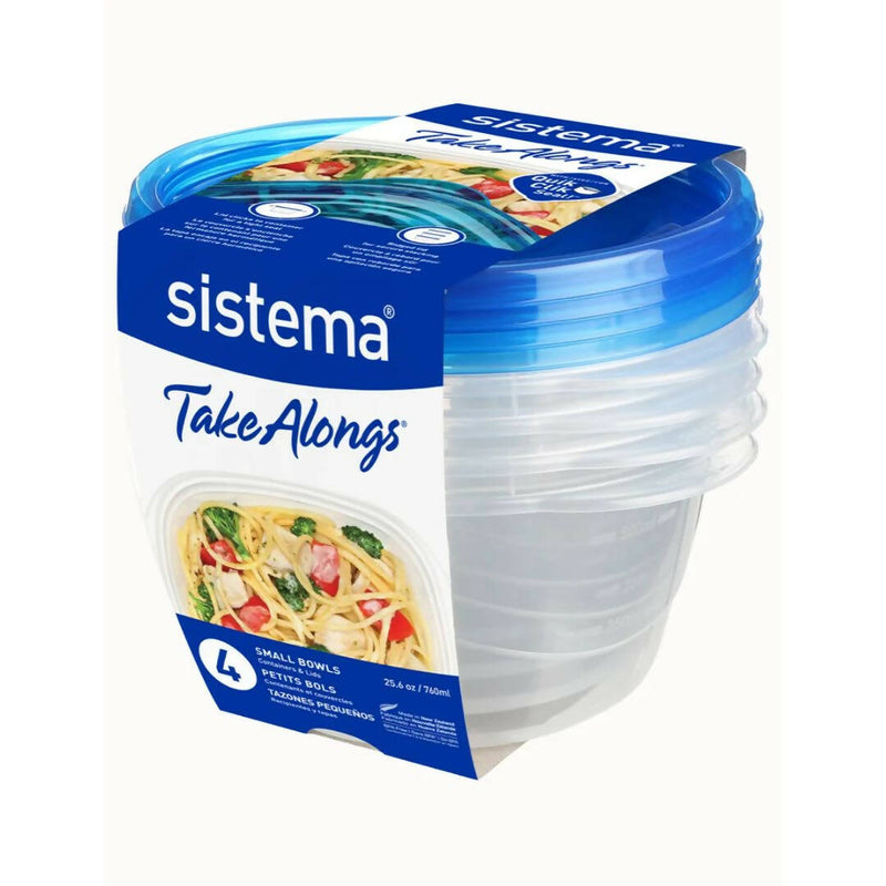 Set 4 Contenedores Redondos con Tapa 760 ml Sistema