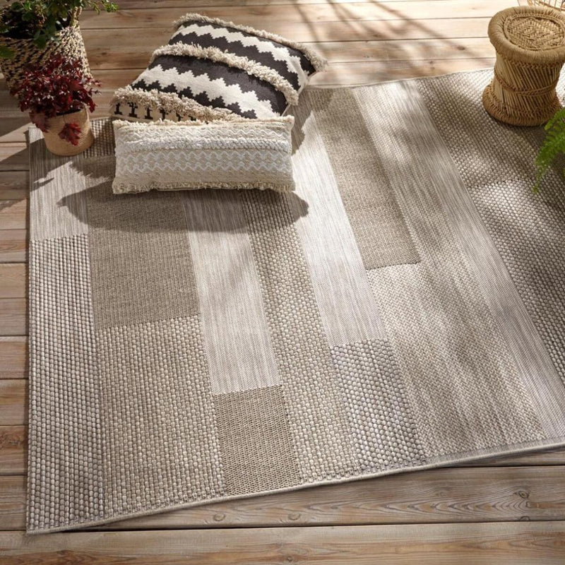 Alfombra de exterior - interior, Efecto lana beige 160x230cm