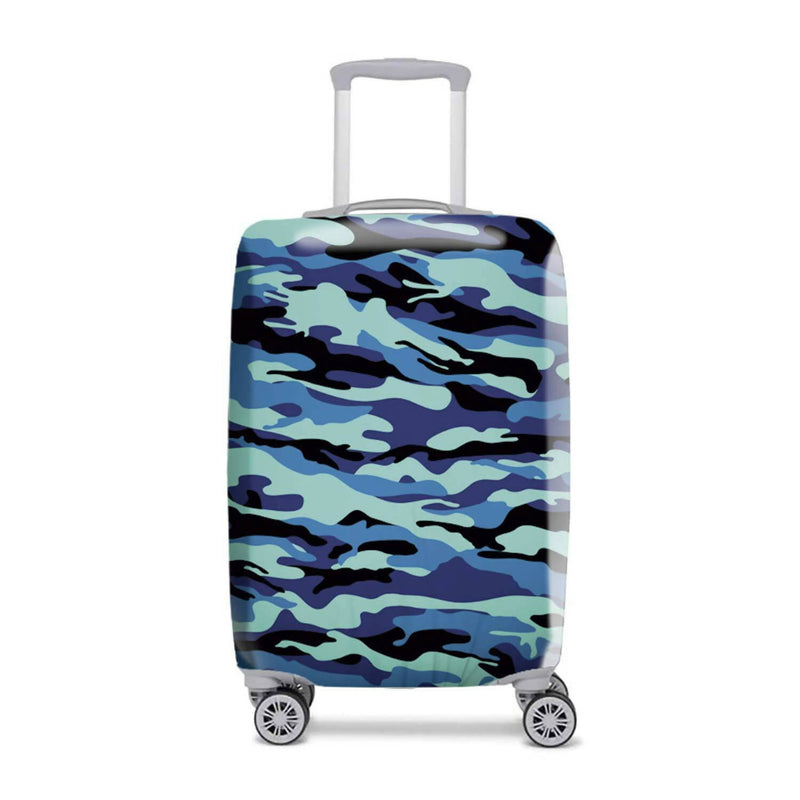 FUNDA CUBRE MALETA DISEÑO CAMUFLAJE AZUL