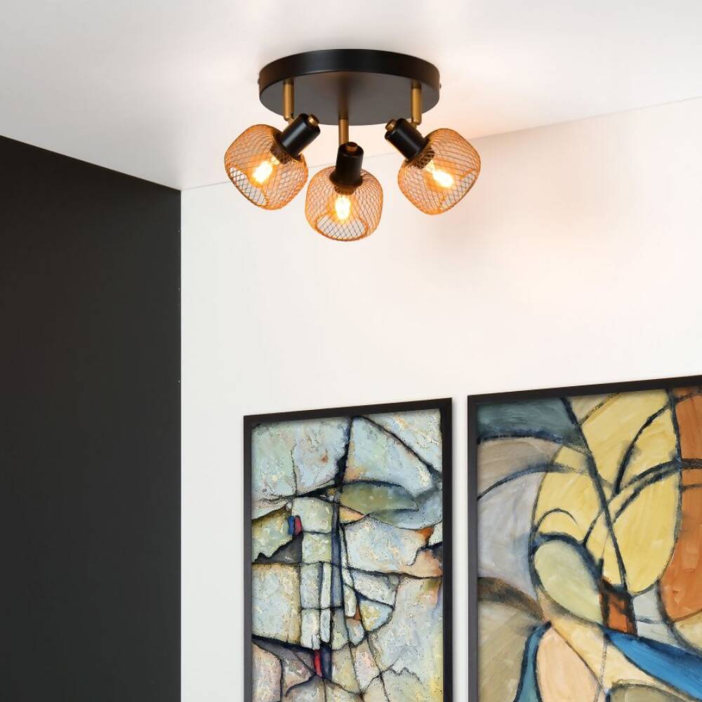 LAMPARA DE TECHO DIRECCIONAL MAREN DORADO 3xE14