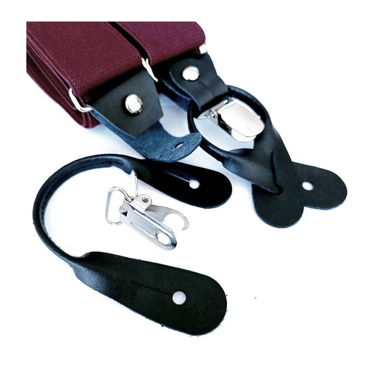 Suspensor hombre burdeo con doble sistema de broche desmontable