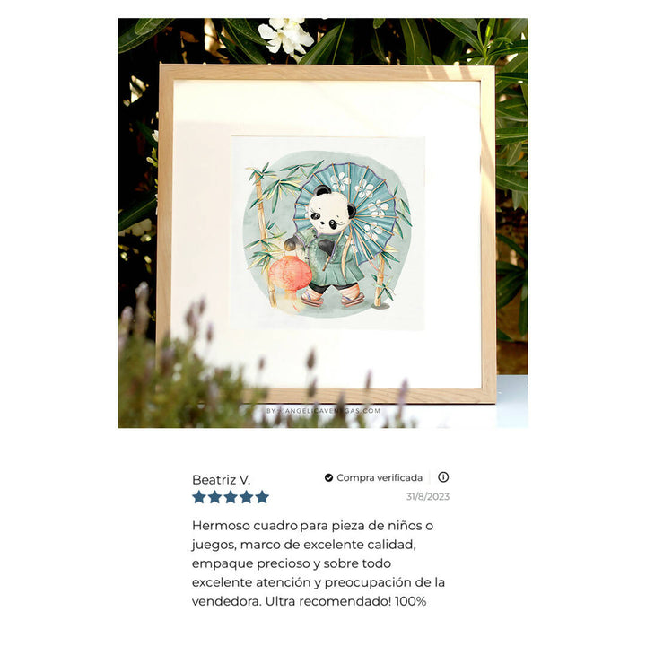 Cuadro Infantil Ilustración Pandita Coqueta · EXCLUSIVO