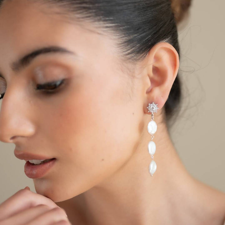 Aros capri perla plata