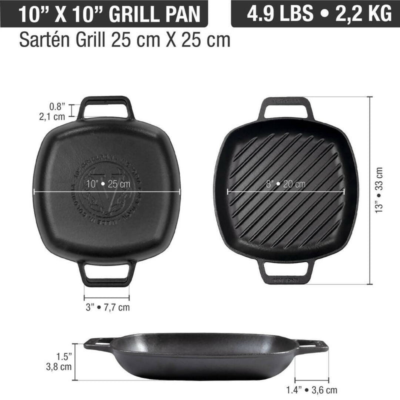 Grill Rectangular Doble Asa 26 cm Precurada Victoria