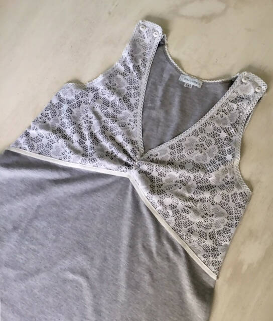 CAMISA DE DORMIR ANA (gris con blanco)